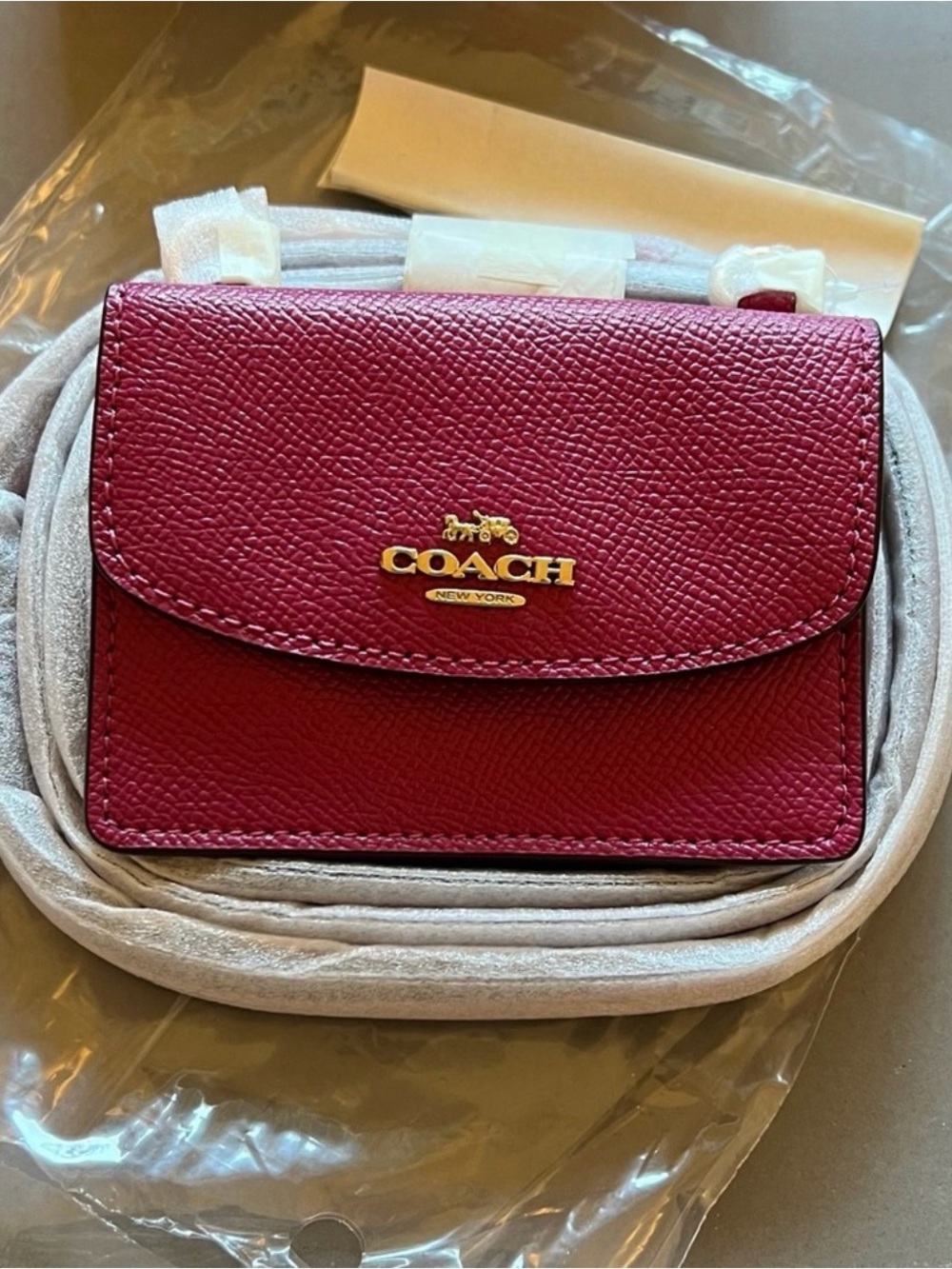 Coach Crossbody Wallet in Light Pink with Gold Hardware